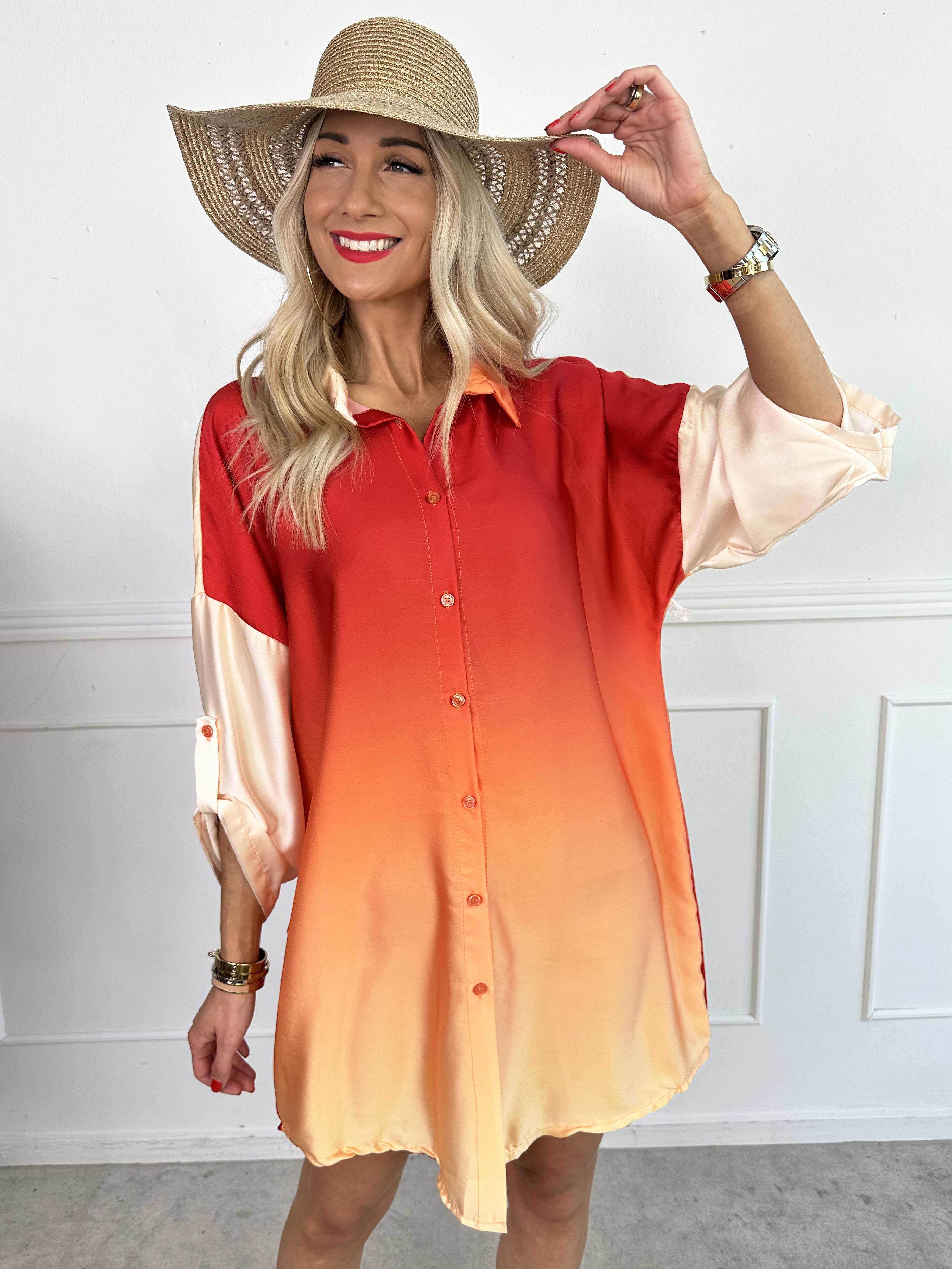 Camilia - Skjortklänning i lös passform i flerfärgad